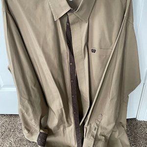 Men's Cinch Brown/Tan Button Down Shirt